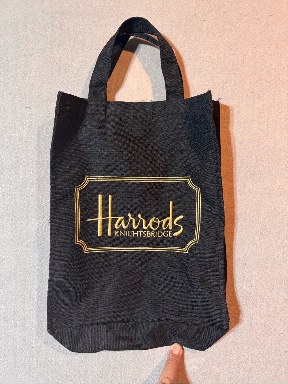 Harrods Black Tote with Gold Knightsbridge Logo